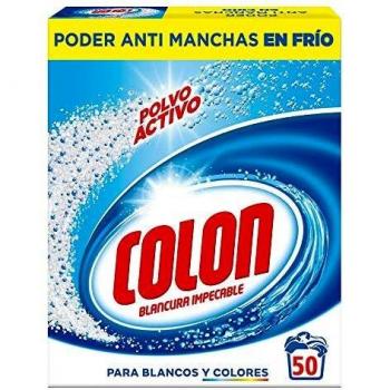 Colon Polvo Activo - Detergente para Lavadora, adecuado para Ropa Blanca y de Color, Formato Polvo - 50 dosis