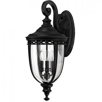 Lámpara de pared grande English Bridle, negra, IP44, 3 luces, E14