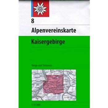 Mapa topográfico Kaisergebirge 1:25.000 con marcas de senderos y rutas de esquí