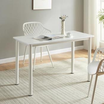 Mesa de Comedor Tammela Versátil para 4 Personas - Acero y MDF 120 x 60 x 75 cm - Efecto Mármol Blanco
