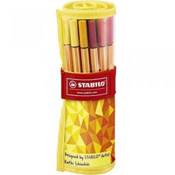 Rotulador punta fina STABILO point 88 - Estuche premium de tela Rollerset Fan Edition con 25 colores