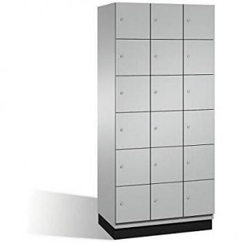Armario de Compartimentos Bajo Llave Cambio C+P - 6 Taquillas, 3 Secciones, Acero Blanco Aluminio