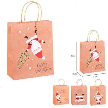 Bolsa Regalo Navidad Kraft de 21x25.5x10 cm en modelos surtidos