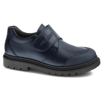 Zapatos Colegiales de Piel para Niño con Puntera Reforzada y Cierre Adherente - Marca Pablosky, Color Azul Marino