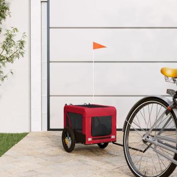 Remolque de bicicleta para mascotas de hierro y tela Oxford en color rojo y negro