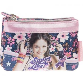 DISNEY - Soy Luna Superlike-Monedero Cuadrado Doble, Lila