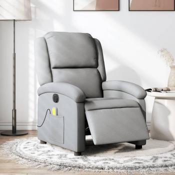 Sillón de masaje reclinable eléctrico vidaXL tela gris claro, gris oscuro y negro, ideal para dormitorio, cómodo y relajante