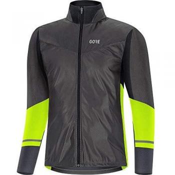 Gore R5 Tex Infinium Soft Lined Camiseta Manga Larga, Hombre, Negro/Amarillo neón, M