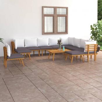 12-Piece Garden Lounge Set with Cushions, Solid Acacia Wood