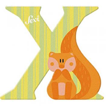 Letra de Madera X - Animales Xerófilos para Niños, 10 cm, Juguete Educativo Colorido