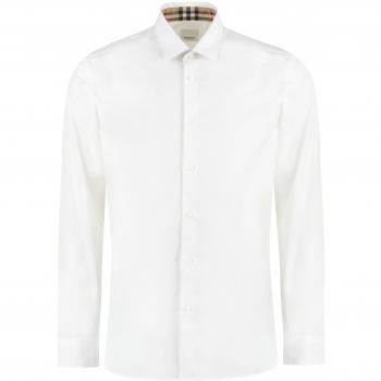 Burberry Men's Cotton Formal Shirt in White, Size Small, Color A1464, Style Number 8071465140136