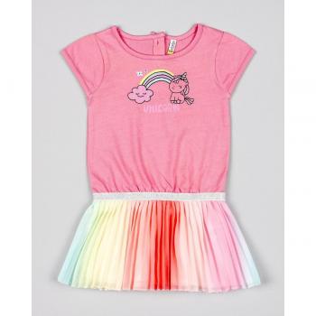 Vestido de bebé niña combinado con falda plisada - Unicornio Mágico