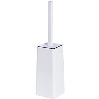 Escobillero de baño moderno Keope Metaform blanco y azul, tipo porta scopino, ABS