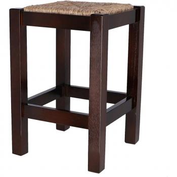 Banqueta Rústica Baja de Madera Acabado Nogal 32,5x32,5x48,5 Cm