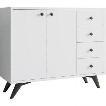 WELLHOME - MUEBLE MULTIUSOS, 100% TABLERO DE AGLOMERADO RECHAPADO EN MELAMINA, COLOR BLANCO