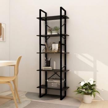 Estantería negra de 5 estantes 60x30x175 cm en madera de pino
