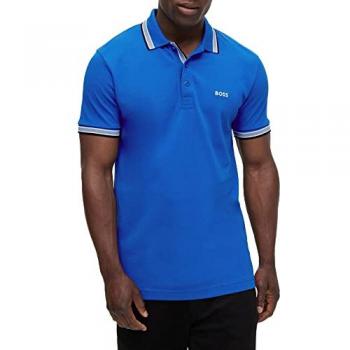 Boss Green Paddy Contrast Mens Polo Shirt - Medium Blue - Size M - Regular Fit - Male