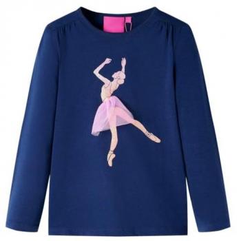 Camiseta Infantil de Manga Larga Estampado Bailarina Jersey Azul Marino 92