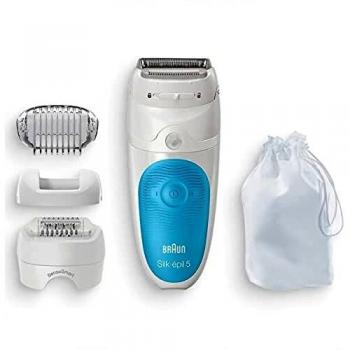 Braun Silk-épil 5 SES 5-605 Depiladora eléctrica con 28 pinzas, color Azul y Blanco