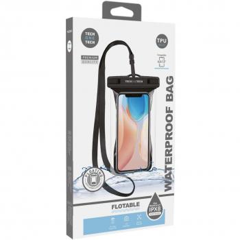 Tech One Tech TEC2855 Funda Universal Impermeable para Smartphone con Colgante, Resistencia IPX8, Compatible hasta 7.5 pulgadas, Fabricada en TPU
