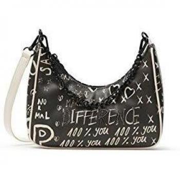 Desigual PU Shoulder Bag, Bolso bandolera. para Mujer, negro, U