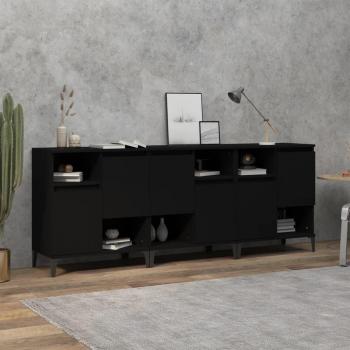 Aparadores 3 uds madera contrachapada 60x35x70 cm Mueble de Almacenaje de Salón, Buffet para salón, Armario Auxiliar, Armario de Almacenamiento en color negro Vidaxl
