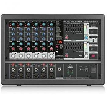 Behringer EUROPOWER PMP560M Mezclador autoamplificado de 500 vatios y 6 canales con procesador Klark Teknik Multi-FX, compresores, sistema de detección de retroalimentación FBQ y opción inalámbrica
