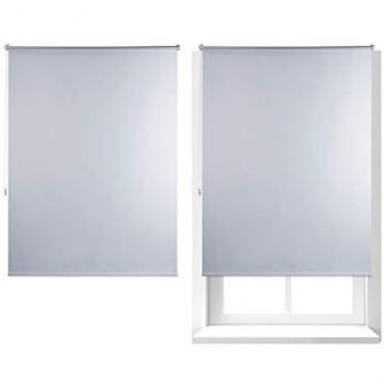Set 2 Estores Opacos Térmicos Sin Taladro 120x160 cm, Cortinas Enrollables Aislantes de Aluminio-Plástico, Tela 116 cm Ancho, Color Blanco