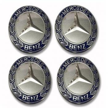Tapas de tapacubos de ruedas con logotipo de Mercedes Benz, de 75 mm, para llantas de aleación, 4 unidades
