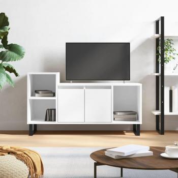 Mueble para TV de madera contrachapada blanco 100x35x55 cm, Mueble de salón, Mesa de TV, Mueble tele