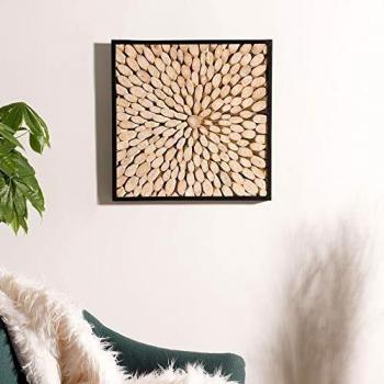 Decoración de Pared Cuadrada 60x60cm de Ramas de Madera de Teca Natural