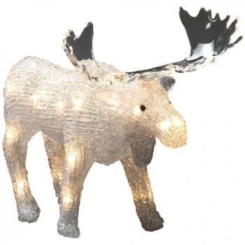 Figura Luminosa LED de Alce para Exterior con Batería, 24 Diodos en Blanco Cálido y Temporizador de 6 horas