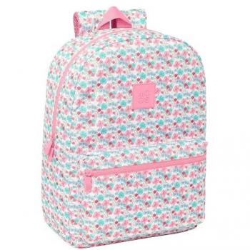 Mochila para portátil 15,6'' reciclado MOOS Flores - Mochila Safta Moos Flores, ideal para diferentes edades, cómoda y versátil, calidad y resistencia, dimensiones 32x14x43 cm,