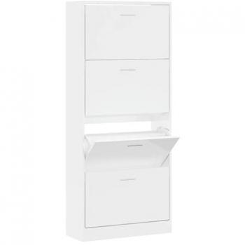 Mueble Zapatero Blanco Brillo 63x24x147 cm de Madera Contrachapada