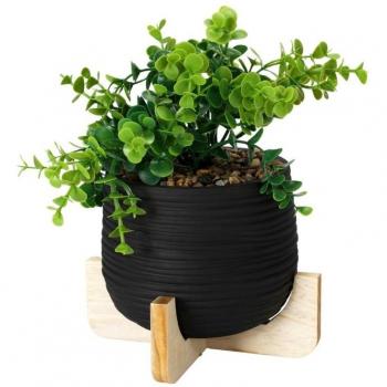 Planta Artificial con Macetero y Soporte Negro Ø15,5x22 cm