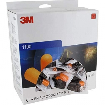3M 1100 Uncorded Foam Earplugs, Orange, Pack of 200