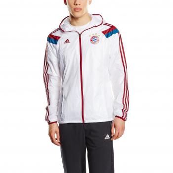 adidas Men's FC Bayern Anthem Jacket Home Anthem Jacket White White/Cardinal/Tribe Blue S14 Size:XXL