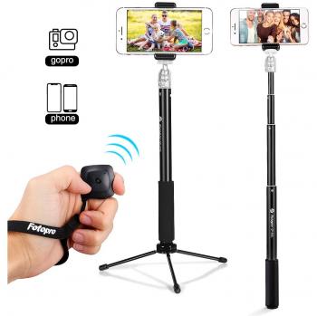 Fotopro Palo Selfie, Selfie Stick con Mini Trípode, Selfie Trípode con Control Remoto, Mini Selfie Stick para GoPro iPhone Samsung Huawei Xiaomi