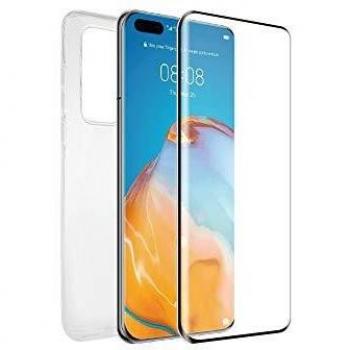 muvit for change Pack Huawei P40 Funda Cristal Soft + Protector de Pantalla Vidrio Templado Plano Marco Negro