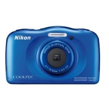 Nikon COOLPIX S33 con Selfie Stick - Cámara Digital Compacta de 13.2 MP, Zoom Óptico de 3x y Pantalla de 2.7 Pulgadas en Color Azul