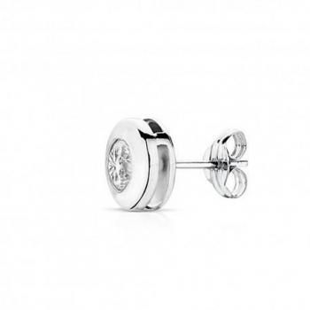 Pendiente suelto medio par oro blanco 18k con circonita de 8mm