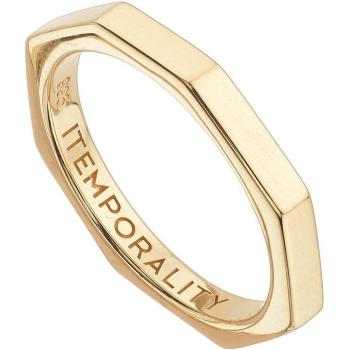 Anillo Tribeca de Plata Chapada en Oro con Motivo Octogonal
