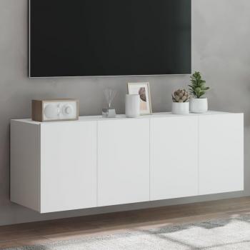 Mueble de TV de pared con luces LED 2 uds, color blanco, dimensiones 60x35x41 cm, ideal para salón