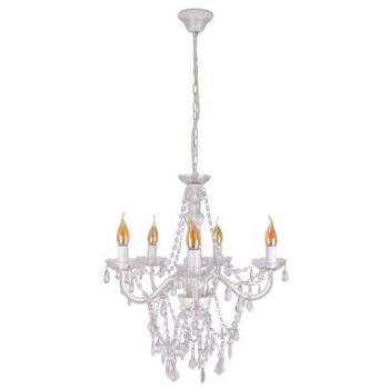 Lámpara de Araña Cecilia, Blanca, Hierro/Acrílico, Ø 52 cm, 5 Luces, Diseño Elegante