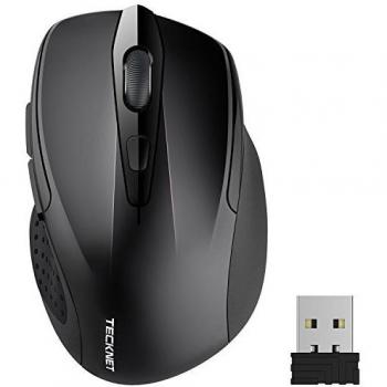 TECKNET Ratón Inalámbrico Portatil, 2.4G Mouse Inalámbrico Pro Óptico 5 Niveles 2600 dpi,6 Botones, 24 Meses Duración de Batería con Nano Receptor para Laptop,PC,Ordenador,Chromebook,Notebook