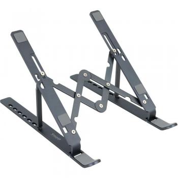 TooQ TQLRS0033-AL-G Soporte Elevador Plegable de Aluminio para Portátiles hasta 15, Color Gris