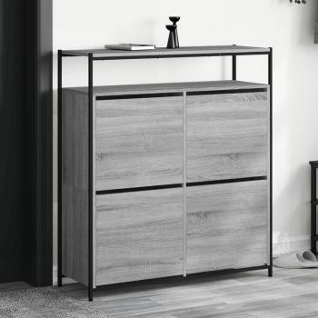 Mueble Zapatero 4 Cajones Abatibles Estantes Organizador Color Gris Sonoma, Marrón Roble, Roble Ahumado 100x34x112 cm