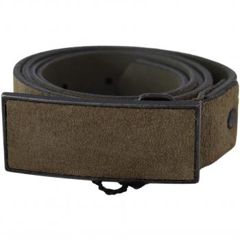 Costume National Green Leather Velvet Buckle Waist Army Belt - 100 cm / 40 Inches