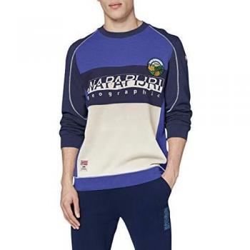Multicolor Flamed Cotton Terry Sweatshirt with Crest for Men, Size M
