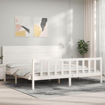 Cabecero blanco de madera maciza Super King Size